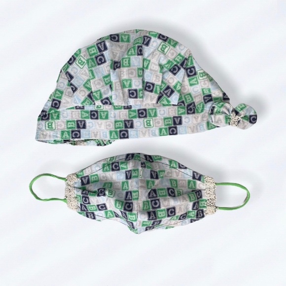 Women's cotton hat combined with Face masks Green - Picture 1 of 6